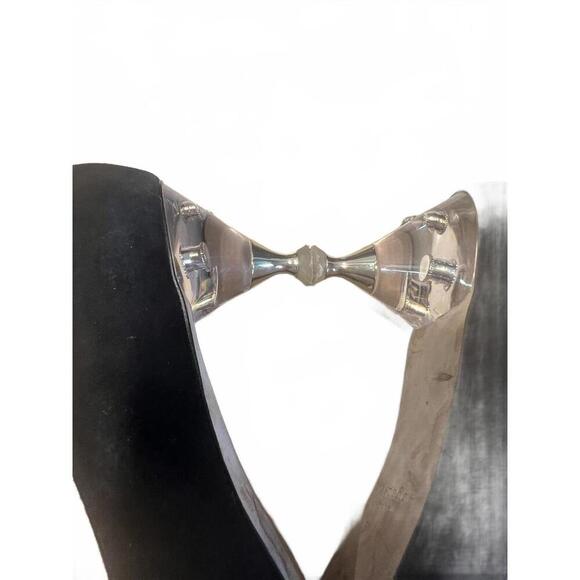 Kate Spade Coco Kitten Heel Black Suede Pumps Decorative Clear Heel Size 8.5 - Picture 3 of 8